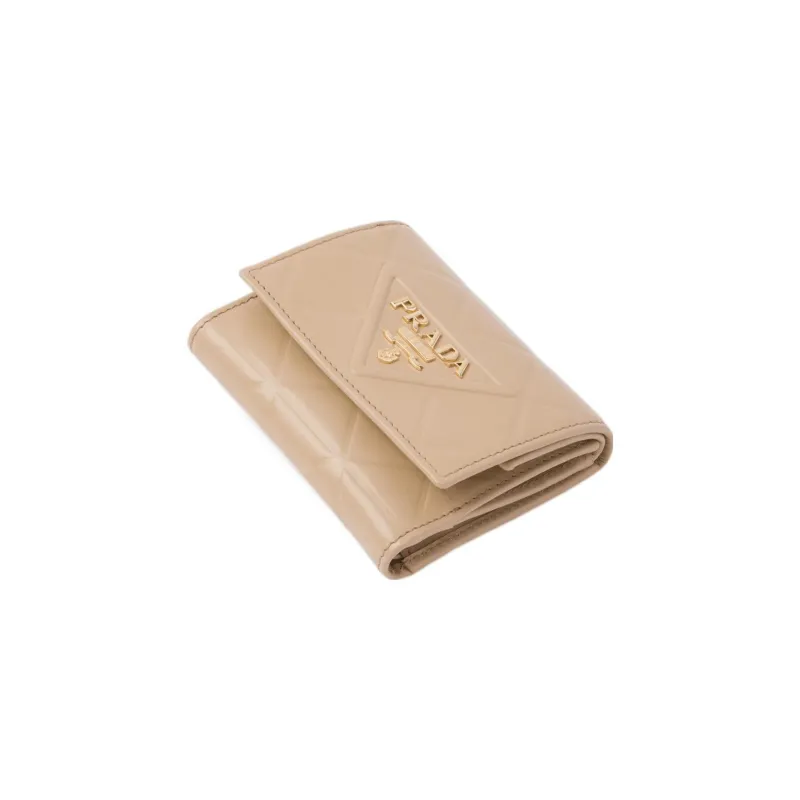 PRADA Leather Wallet Mini Women's Sand Beige Yellow-2