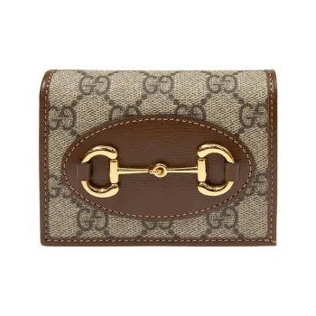 GUCCI Horsebit 1955 Canvas With Leather Canvas Bag, Wallet, Card Holder Unisex Ebony/Brown