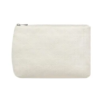 DIOR Cotton With Lambskin Clutch Women's Ivory White