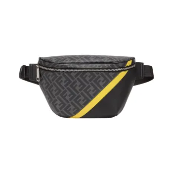 FENDI Cotton With Cow Leather, Polyester, And Polyurethane Shoulder Bag, Crossbody Bag, Fanny Pack Men's Gray