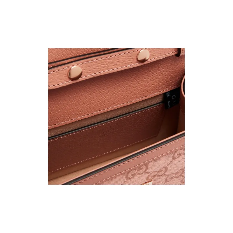 GUCCI Ophidia Canvas With Leather Shoulder Bag Crossbody Bag Handbags Women's Pink-3