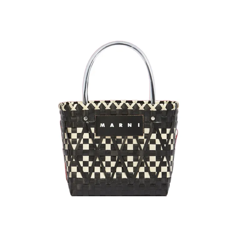 MARNI Polypropylene Cow Leather Basket Bag, Tote Bag, Shopping Bag, Handbag Regular Women's Black-0