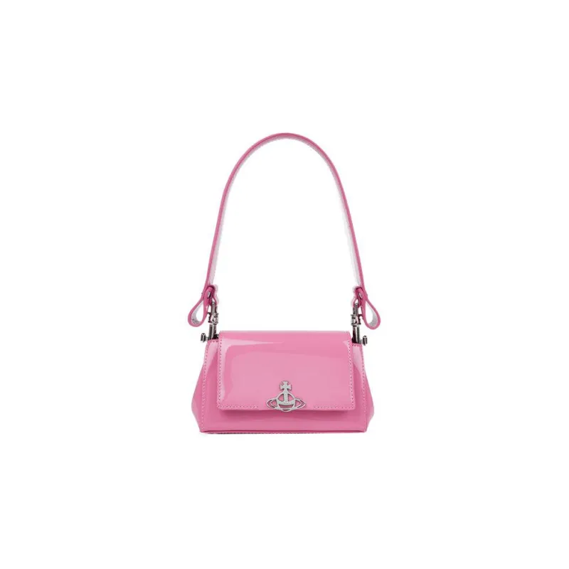 Vivienne Westwood Cow Leather One Shoulder Handbag Trumpets Women's Pink-0