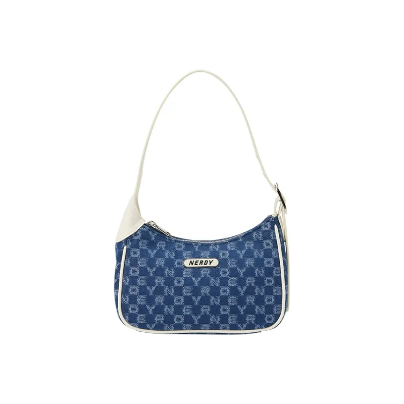 NERDY Elastane Crescent Moon Bag Shoulder Bag Regular Women's Black & Cream & Blue-7