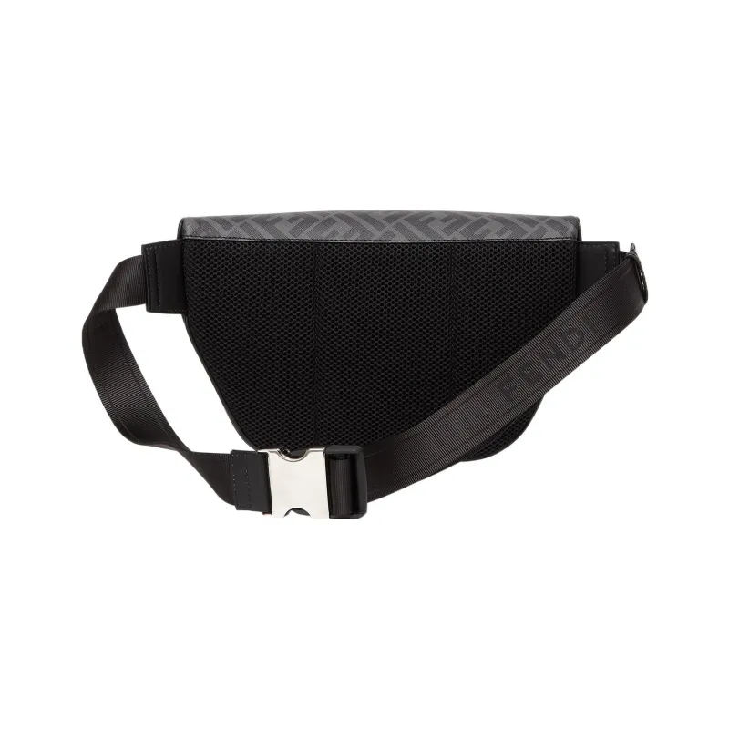 FENDI Cotton With Cow Leather, Polyester, And Polyurethane Shoulder Bag, Crossbody Bag, Fanny Pack Men's Gray-2