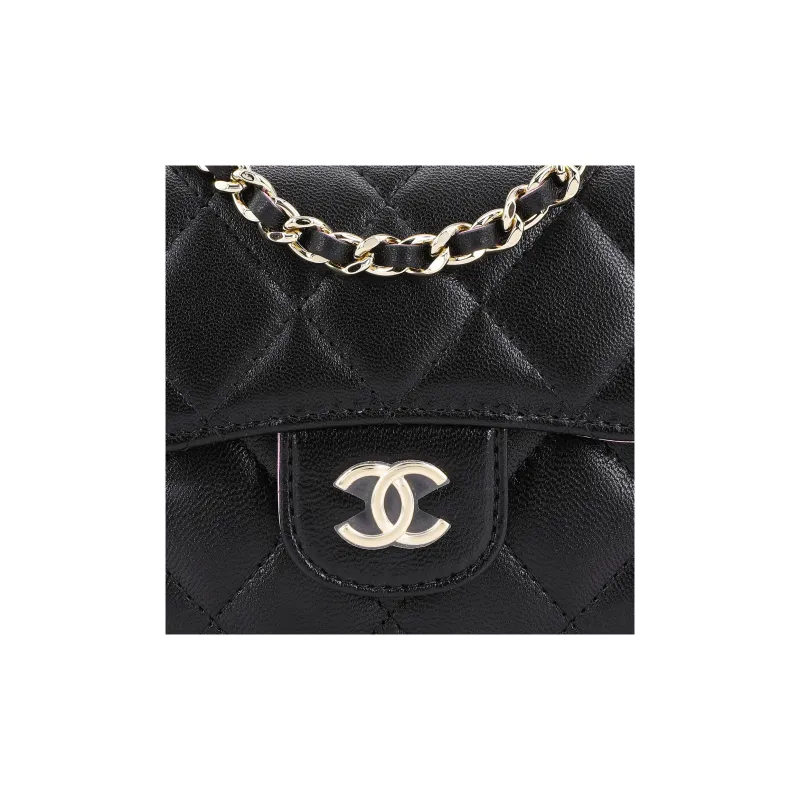 CHANEL Sheepskin Clutch, Shoulder Bag, Crossbody Bag Women's Pink & Black-4