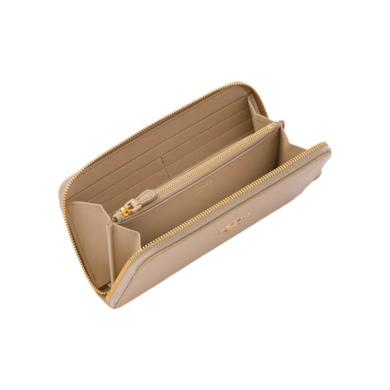 PRADA Leather Wallet Women's Sand Beige Yellow-3