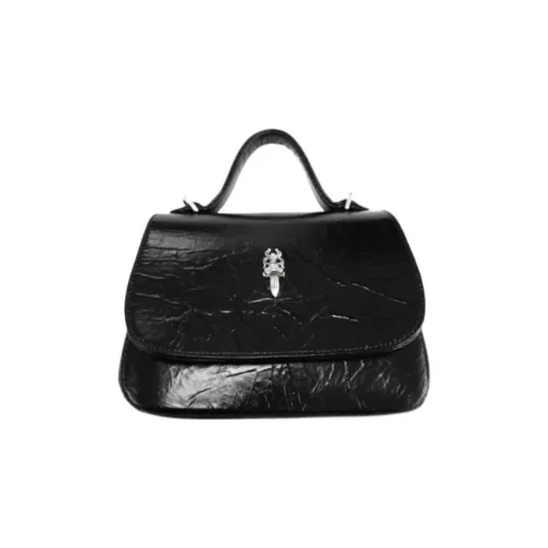 Chrome Hearts Leather Handbag Women's Black