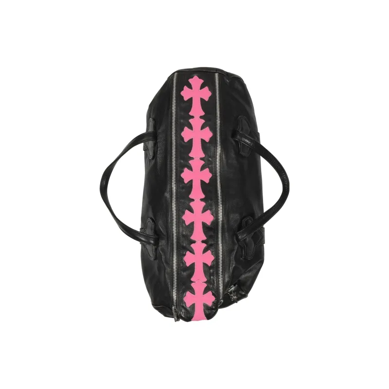 Chrome Hearts Leather Bucket Bags Handbags Unisex Black/Pink-3