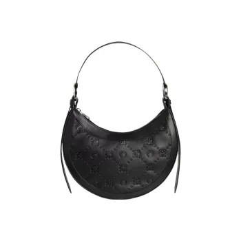 Marine Serre Calfskin Handbag Shoulder Bag Women's Black