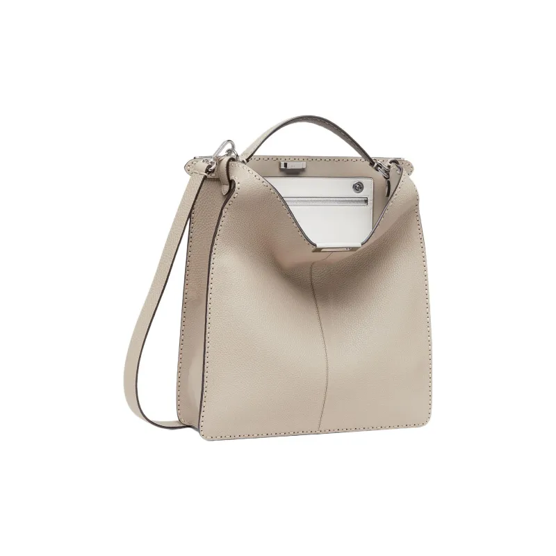 FENDI Peekaboo ISeeU Smooth Calf Leather Tote Bag Shopping Bag Shoulder Bag Crossbody Bag Handbag Men's Light Brown-3