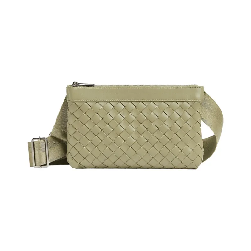 Bottega Veneta Intrecciato Sheepskin Messenger Bag Crossbody Bag Shoulder Bag Men's Stone Gray White-0