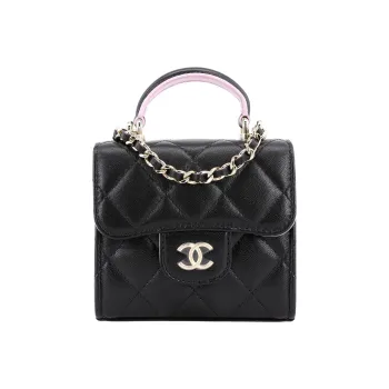 CHANEL Sheepskin Clutch, Shoulder Bag, Crossbody Bag Regular Women's Pink & Black