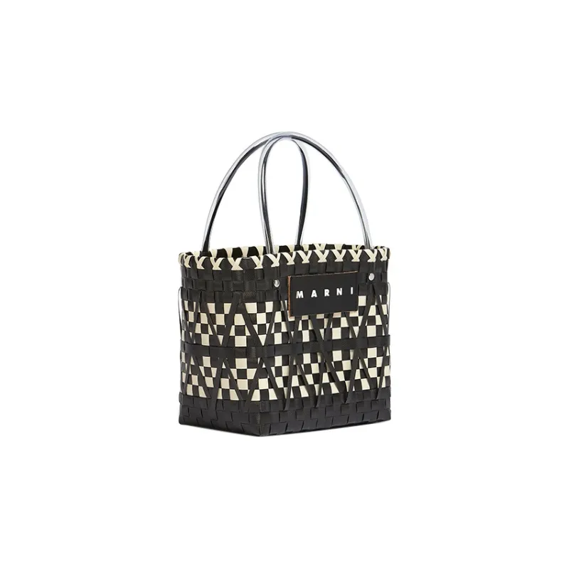 MARNI Polypropylene Cow Leather Basket Bag, Tote Bag, Shopping Bag, Handbag Regular Women's Black-3