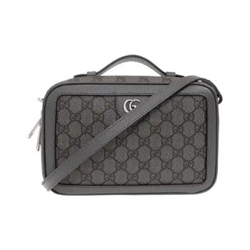 GUCCI Ophidia Canvas Crossbody Bag Shoulder Bag Small Size Men's Gray