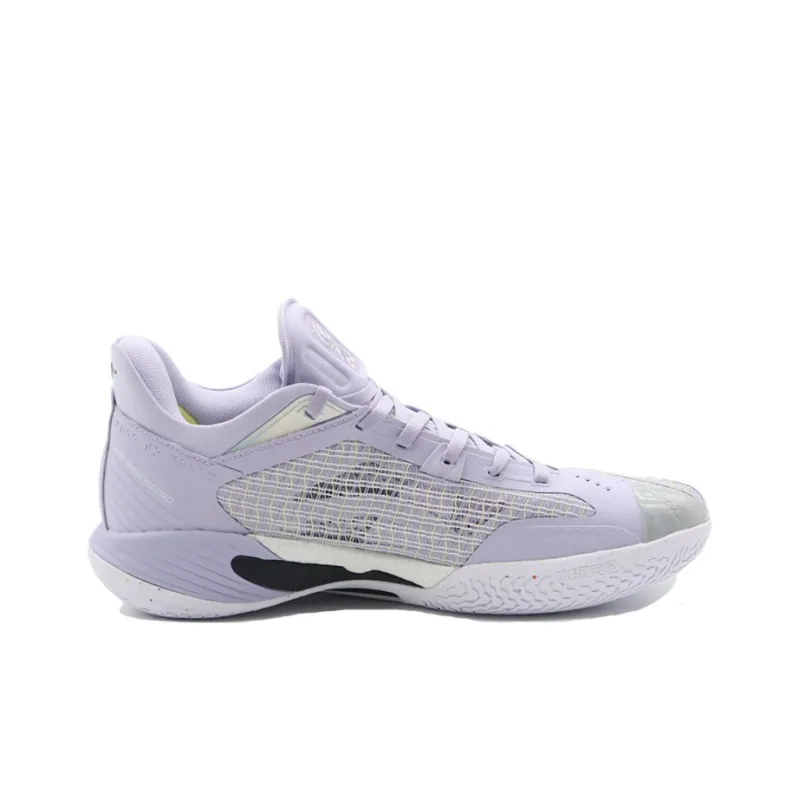 Anta Frivolous Series 4 Slip Resistant Cushioning Wear Resistant Low Top Basketball Shoes Men's Purple Yellow White-1