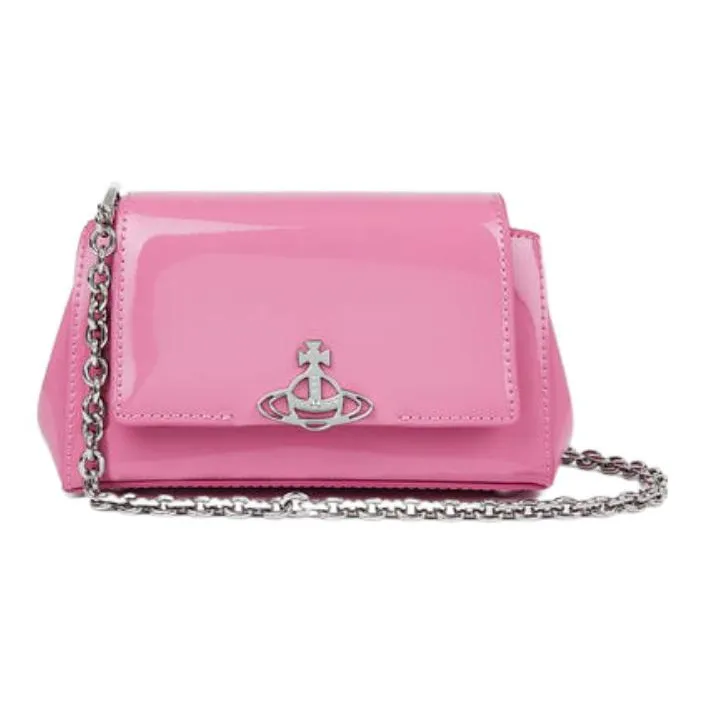 Vivienne Westwood Cow Leather One Shoulder Handbag Trumpets Women's Pink-2