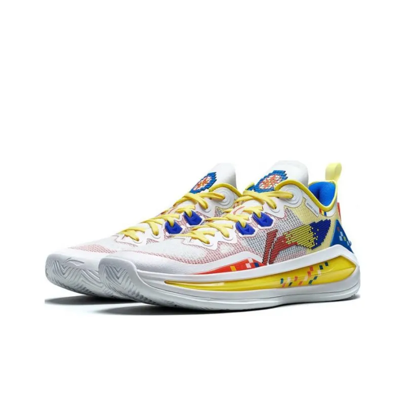 LiNing Liren 3 V2 Pixel Anti Slip Wear Resistant Low Top Basketball Shoes Unisex Yellow Red Blue-2