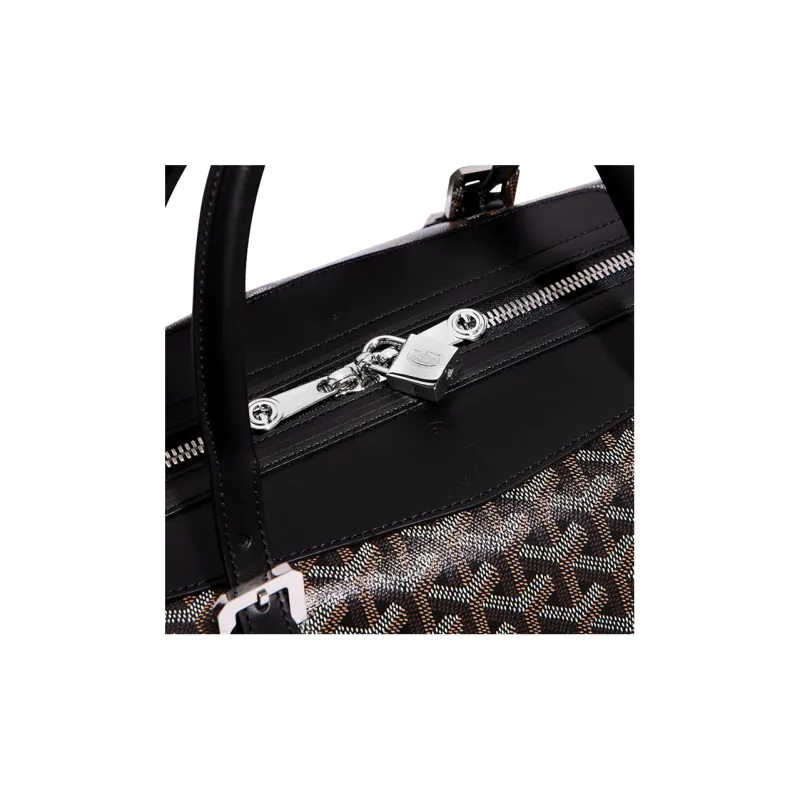GOYARD Bowling Canvas With Leather Travel Bag Tote Handbag Unisex Black-2