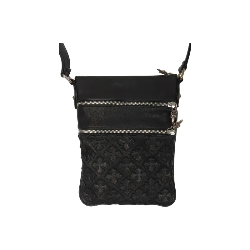 Chrome Hearts Leather Shoulder Bag Crossbody Bag Unisex Black-2