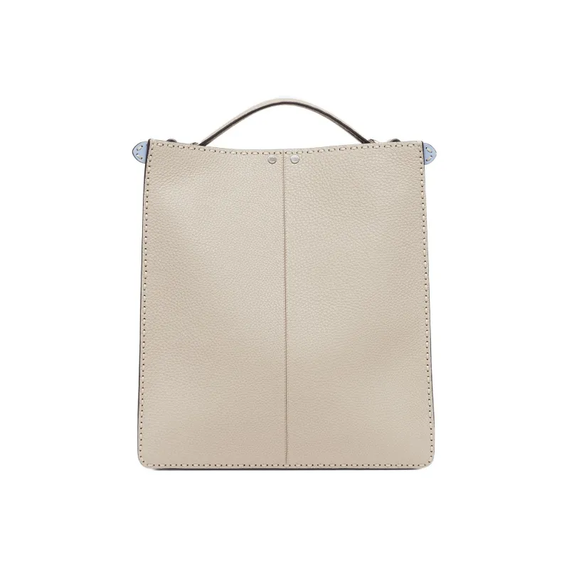FENDI Peekaboo ISeeU Smooth Calf Leather Tote Bag Shopping Bag Shoulder Bag Crossbody Bag Handbag Men's Light Brown-4