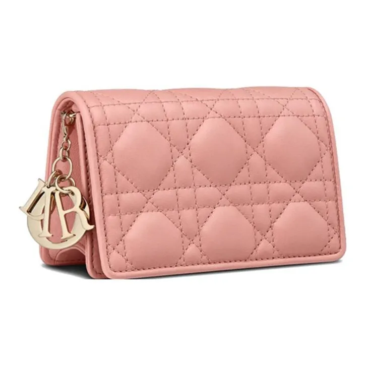 DIOR Lady Dior Sheepskin Clutches Shoulder Bag Crossbody Bag Women's Pink-2
