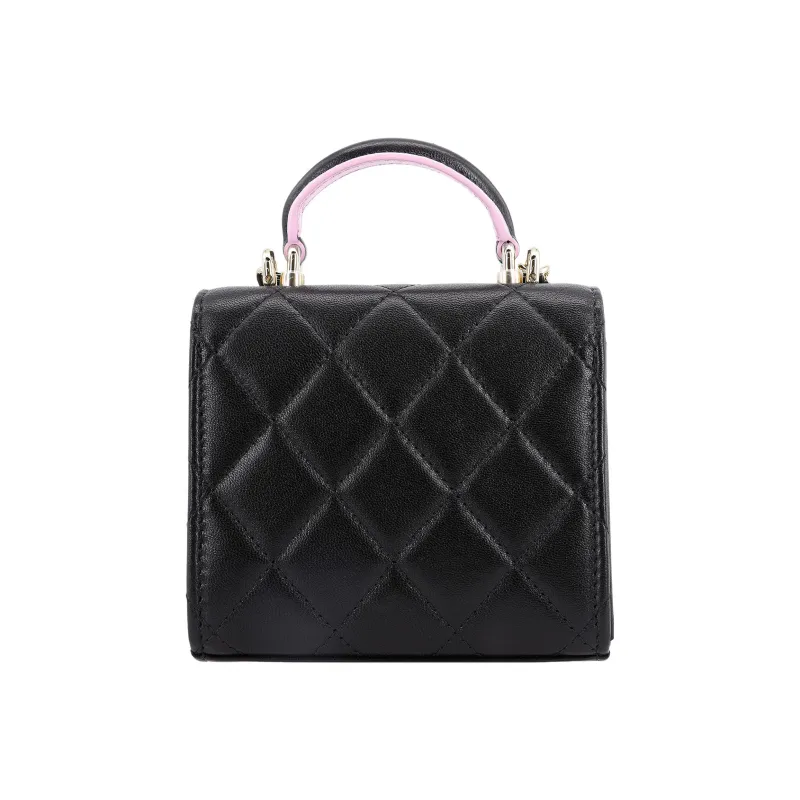 CHANEL Sheepskin Clutch, Shoulder Bag, Crossbody Bag Women's Pink & Black-2