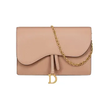 DIOR Saddle Goatskin One Shoulder Crossbody Clutches Women's Pink