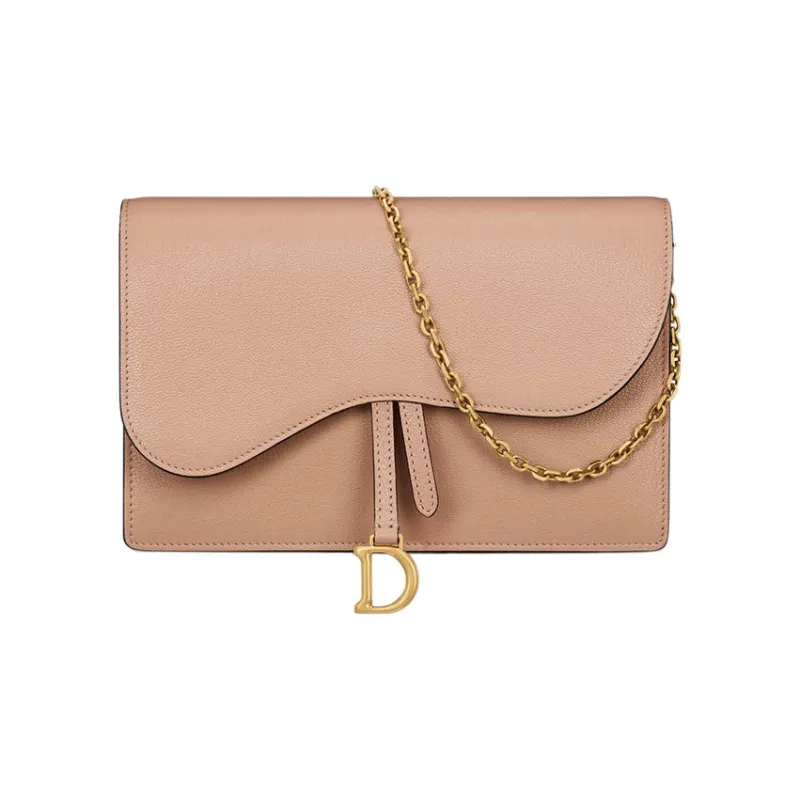 DIOR Saddle Goatskin One Shoulder Crossbody Clutches Women's Pink-0