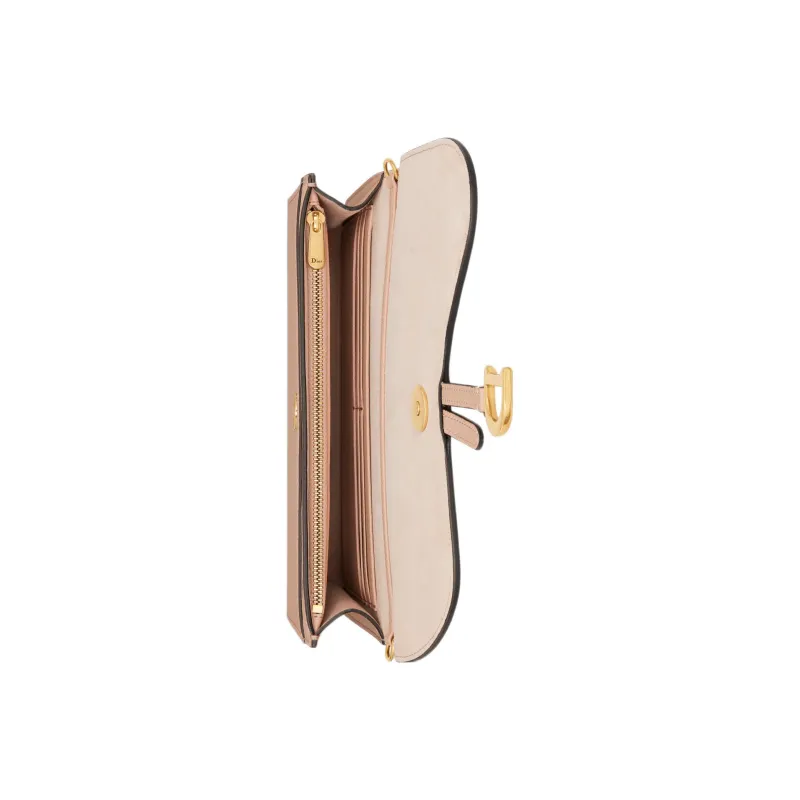 DIOR Saddle Goatskin One Shoulder Crossbody Clutches Women's Pink-3