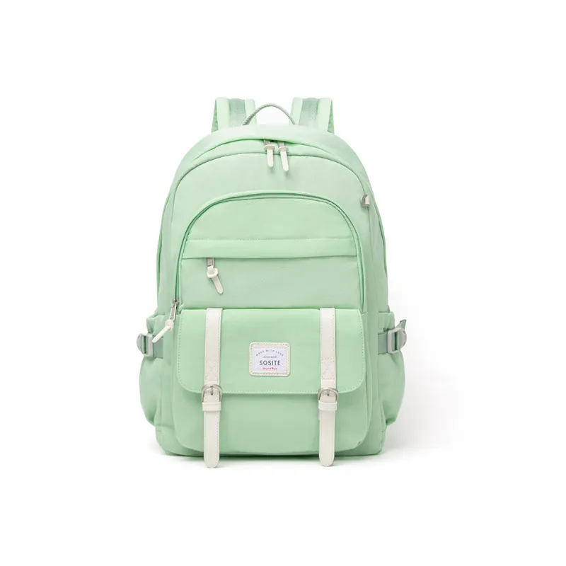 SOSITE Nylon Laptop Bag Backpack Medium Size Unisex Blue & Ecru/Black & White/Black & Purple-15