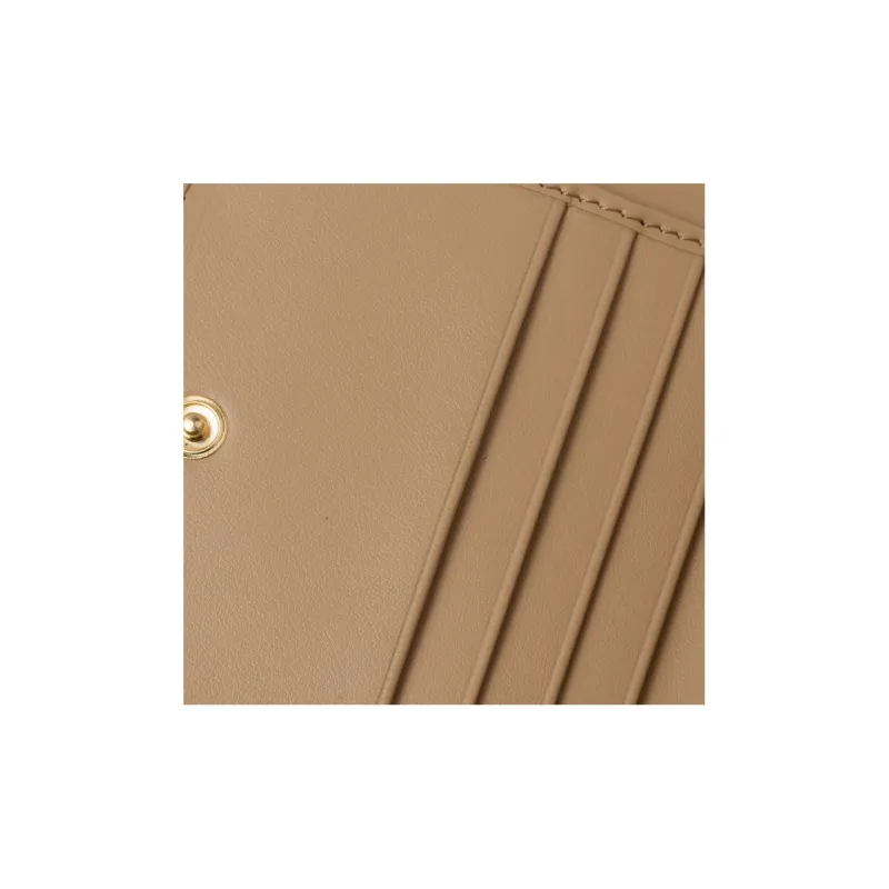 PRADA Leather Wallet Mini Women's Sand Beige Yellow-4