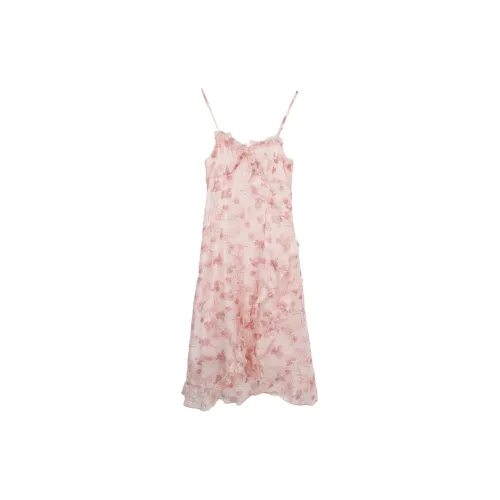 Linjou Slip Dresses Women's Pink Floral