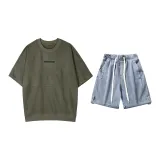 Set (top army green + pants ice blue)