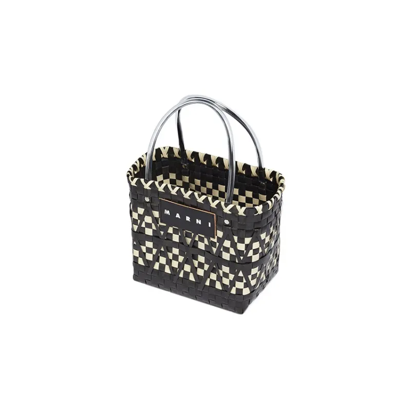 MARNI Polypropylene Cow Leather Basket Bag, Tote Bag, Shopping Bag, Handbag Regular Women's Black-2