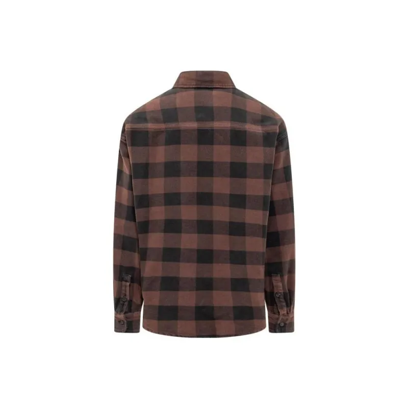 PALM ANGELS Pa Monogram Embroidered Checked Shirt-1