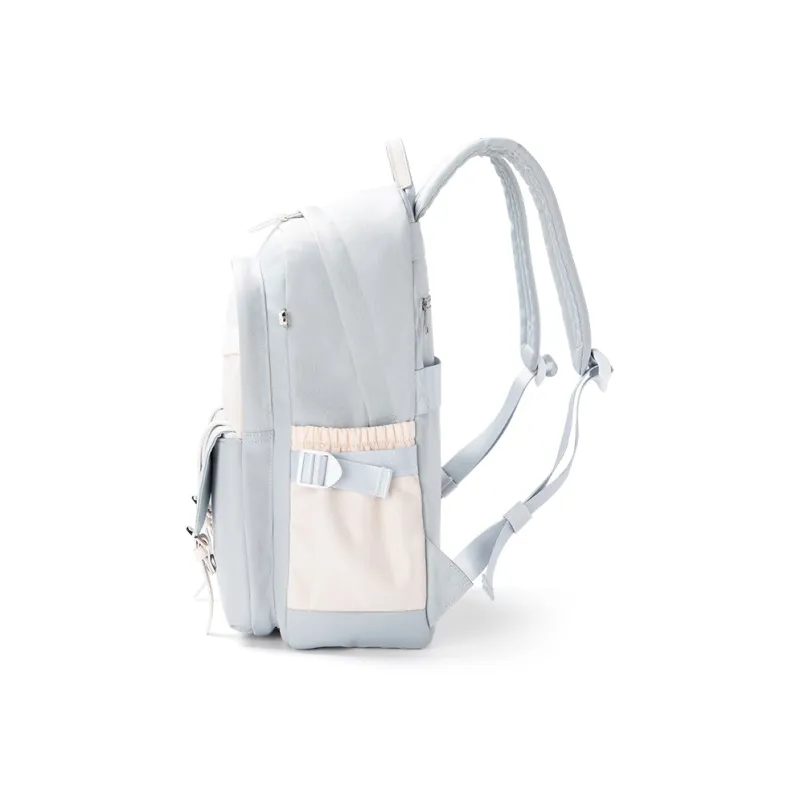 SOSITE Nylon Laptop Bag Backpack Medium Size Unisex Blue & Ecru/Black & White/Black & Purple-2