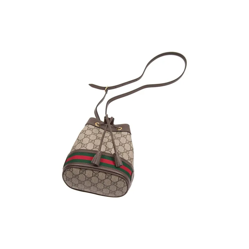 GUCCI Ophidia Canvas With Leather Bucket Bags Crossbody Bag Shoulder Bag Women's Ebony-3