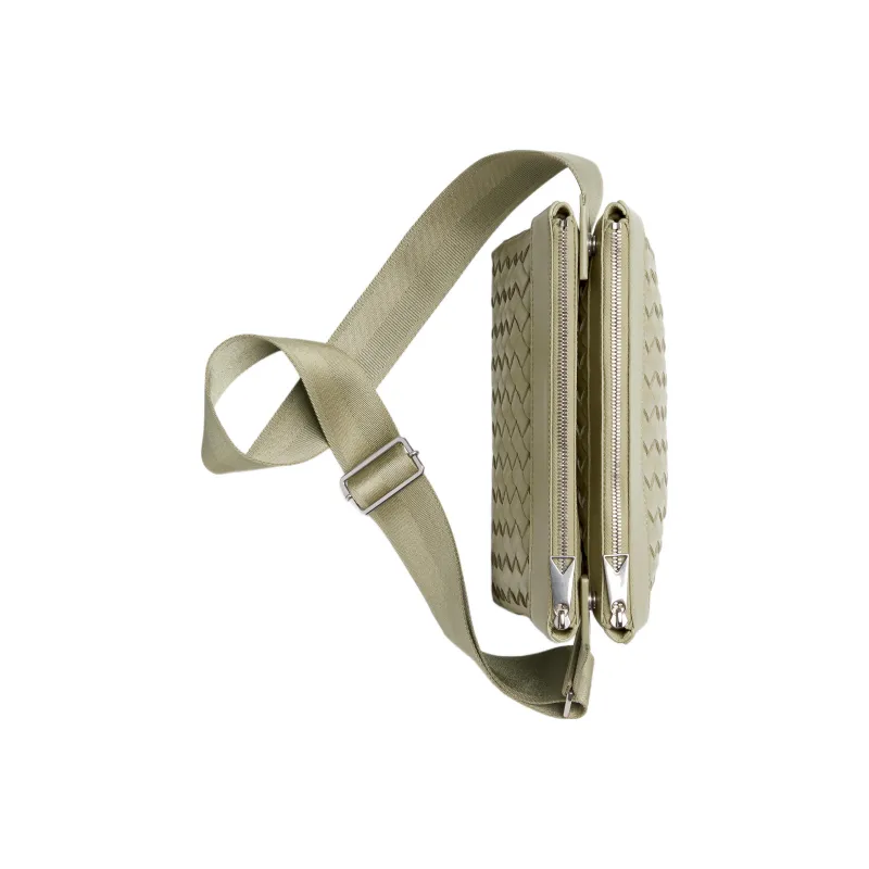 Bottega Veneta Intrecciato Sheepskin Messenger Bag Crossbody Bag Shoulder Bag Men's Stone Gray White-2