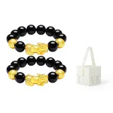 Chinese Auspicious Animal Beaded Bracelet 1 Pair (12mm+12mm)+Love (Box)