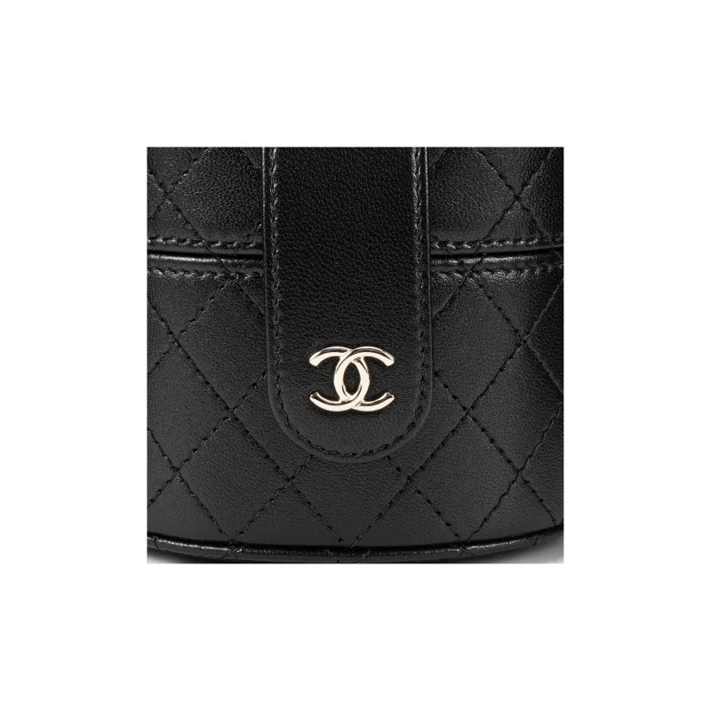 CHANEL Sheepskin Cylinder Bag, One Shoulder Crossbody Bag, Shoulder Bag Women's Black-5