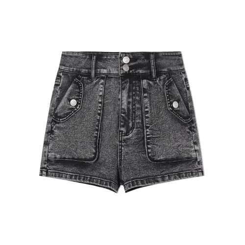 EPTISON WOMAN Denim Shorts Women's Black Gray