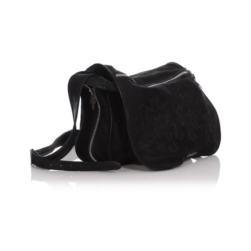 Chrome Hearts Leather Shoulder Bag Crossbody Bag Women's Black-3