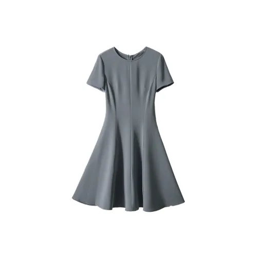 HUULOB Short-Sleeved Dresses Women's Gray Blue