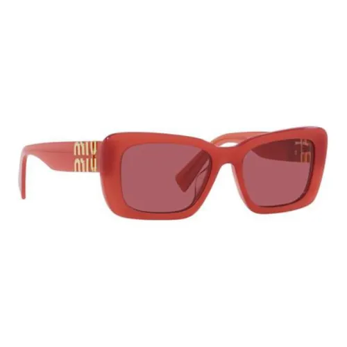 MIU MIU Acetate Irregular Shape Sunglasses Women's Red