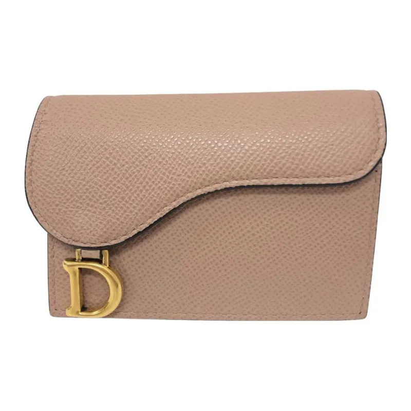 DIOR Saddle Grain Cow Leather Saddle Bag Card Holder Women's Crimson/Light Umber-1