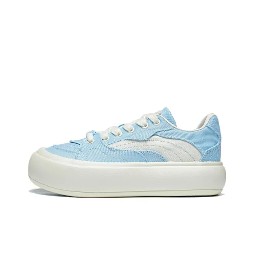 LiNing Puff Platform Skateboard Shoes Women's Low-Top Blue