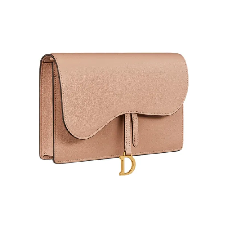DIOR Saddle Goatskin One Shoulder Crossbody Clutches Women's Pink-1