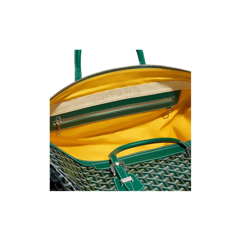 GOYARD Bowling Canvas With Leather Dog's Teeth Travel Bag Sports Bag Duffel Bag Regular Unisex Green-3