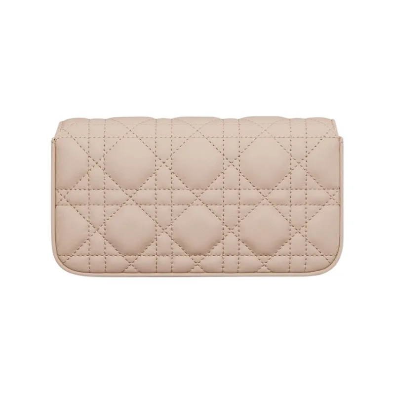 DIOR Lady Dior Sheepskin Clutch One Shoulder Crossbody Cell Phone Pouch Women's Caramel Beige-2